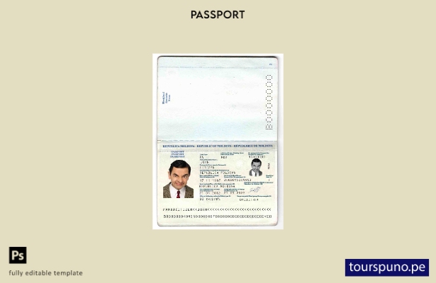 Plantilla de pasaporte de Moldavia () lista para imprimir